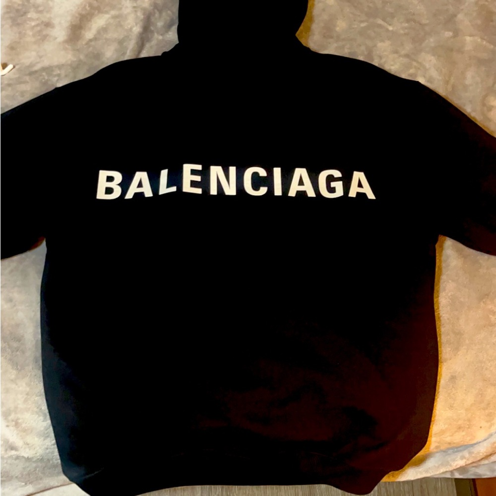 Balenciaga Black Hoodie with White Logo